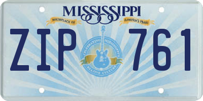MS license plate ZIP761