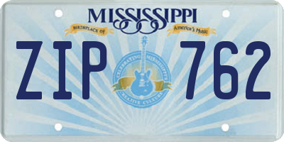 MS license plate ZIP762