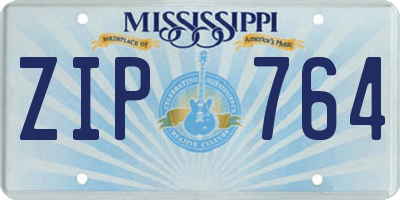 MS license plate ZIP764