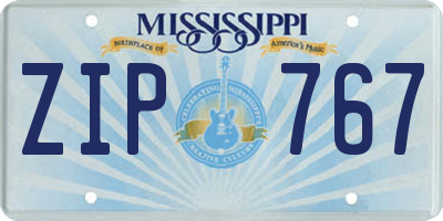 MS license plate ZIP767