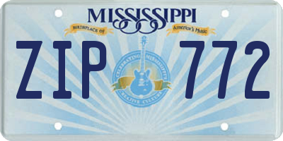 MS license plate ZIP772