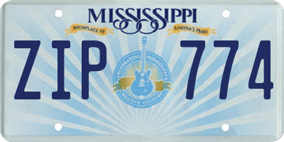 MS license plate ZIP774