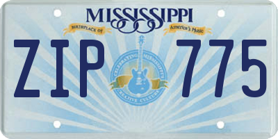 MS license plate ZIP775