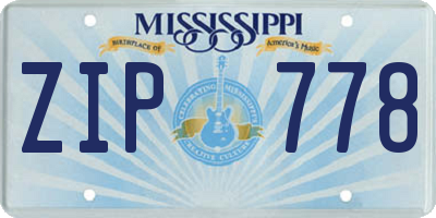 MS license plate ZIP778