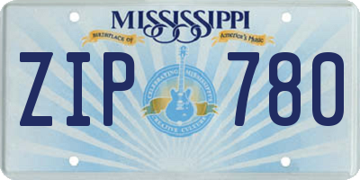 MS license plate ZIP780