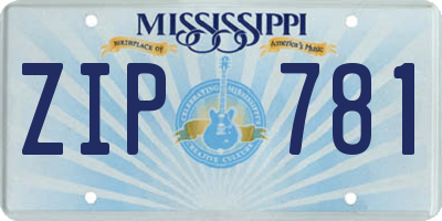 MS license plate ZIP781