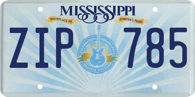 MS license plate ZIP785