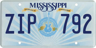 MS license plate ZIP792