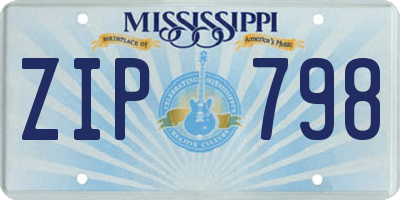 MS license plate ZIP798