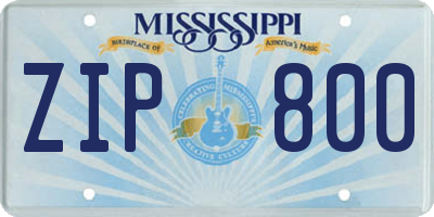 MS license plate ZIP800