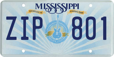 MS license plate ZIP801