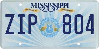 MS license plate ZIP804