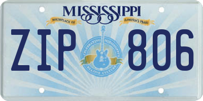MS license plate ZIP806