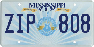 MS license plate ZIP808