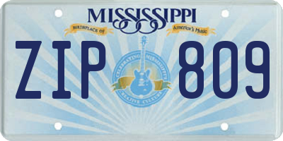 MS license plate ZIP809