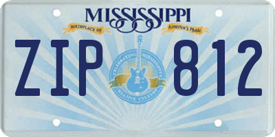 MS license plate ZIP812