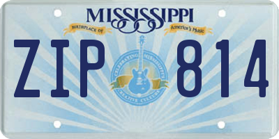 MS license plate ZIP814