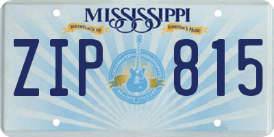 MS license plate ZIP815