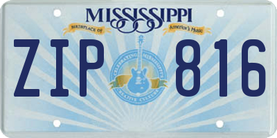 MS license plate ZIP816