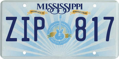 MS license plate ZIP817