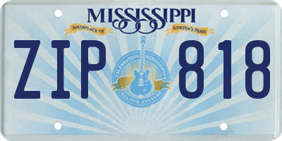 MS license plate ZIP818