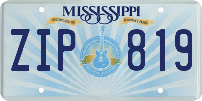 MS license plate ZIP819