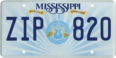 MS license plate ZIP820