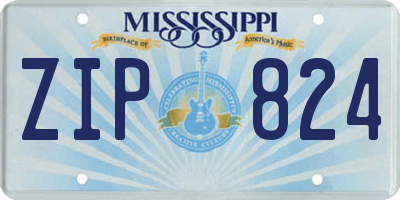MS license plate ZIP824
