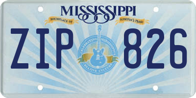 MS license plate ZIP826