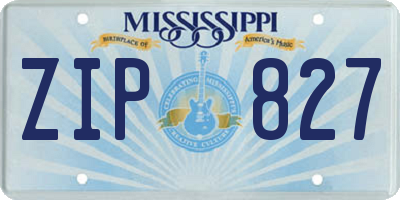 MS license plate ZIP827