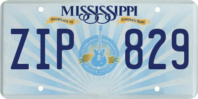 MS license plate ZIP829