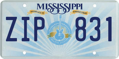 MS license plate ZIP831
