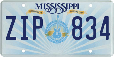 MS license plate ZIP834