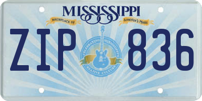 MS license plate ZIP836