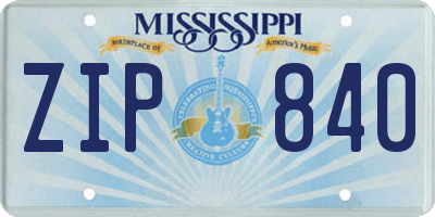MS license plate ZIP840