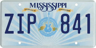 MS license plate ZIP841
