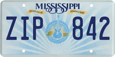 MS license plate ZIP842