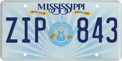 MS license plate ZIP843
