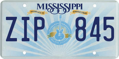 MS license plate ZIP845