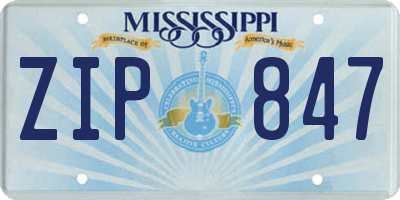 MS license plate ZIP847