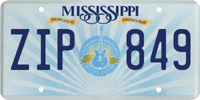 MS license plate ZIP849