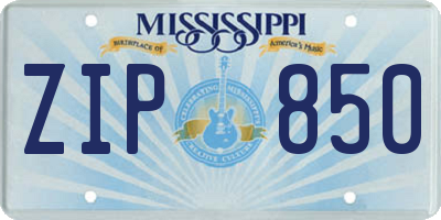 MS license plate ZIP850