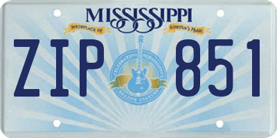 MS license plate ZIP851