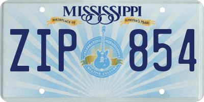 MS license plate ZIP854
