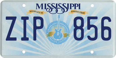 MS license plate ZIP856