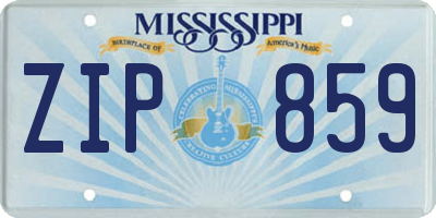 MS license plate ZIP859