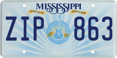 MS license plate ZIP863