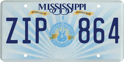 MS license plate ZIP864