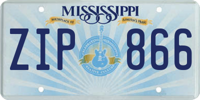 MS license plate ZIP866