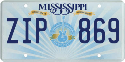 MS license plate ZIP869